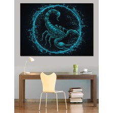 Mavi Akrep Çizimi Dekoratif Kanvas - Mdf Ahşap Tablo