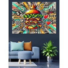 Renkli Burger Sanatı Dekoratif Kanvas - Mdf Ahşap Tablo