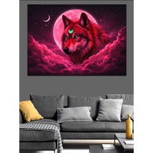 Neon Kurt Çizimi Dekoratif Kanvas - Mdf Ahşap Tablo