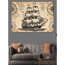 Eski Yelkenli Gemi Dekoratif Kanvas - Mdf Ahşap Tablo