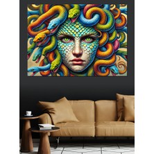 Mitolojik Medusa Portresi Dekoratif Kanvas - Mdf Ahşap Tablo