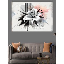 Siyah Beyaz Zambak Dekoratif Kanvas - Mdf Ahşap Tablo
