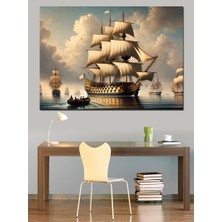 Denizde Yelkenli Gemi Dekoratif Kanvas - Mdf Ahşap Tablo