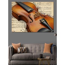 Keman ve Notalar Dekoratif Kanvas - Mdf Ahşap Tablo