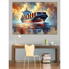 Denizde Büyük Gemi Dekoratif Kanvas - Mdf Ahşap Tablo