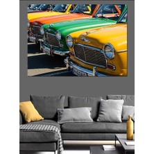Retro Araba Koleksiyonu Dekoratif Kanvas - Mdf Ahşap Tablo