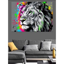 Soyut Aslan Portresi Dekoratif Kanvas - Mdf Ahşap Tablo