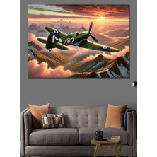 Gökyüzünde Eski Uçaklar Dekoratif Kanvas - Mdf Ahşap Tablo