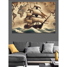 Rüzgarlı Yelkenli Gemi Dekoratif Kanvas - Mdf Ahşap Tablo