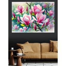 Pembe Nilüfer Çiçekleri Dekoratif Kanvas - Mdf Ahşap Tablo