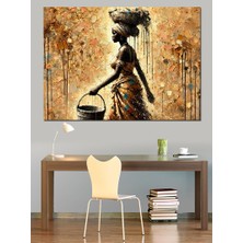 Altın Renkli Kadın Silüeti Dekoratif Kanvas - Mdf Ahşap Tablo