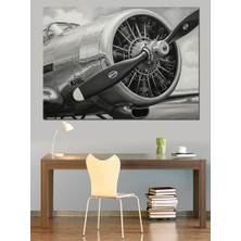 Uçağın Motor Detayı Dekoratif Kanvas - Mdf Ahşap Tablo
