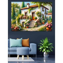 Yeşillikler Içinde Ev Dekoratif Kanvas - Mdf Ahşap Tablo