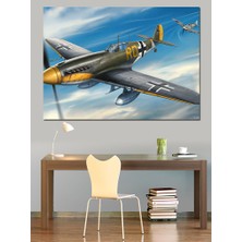 Eski Savaş Uçağı Dekoratif Kanvas - Mdf Ahşap Tablo