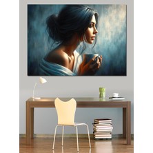 Çay Içen Kadın Dekoratif Kanvas - Mdf Ahşap Tablo