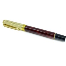 Premium Metal Roller Kahverengi Tükenmez Kalem - Altın Rengi Kapak