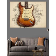Vintage Gitar Ruhu Dekoratif Kanvas - Mdf Ahşap Tablo