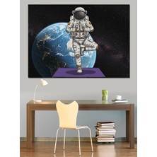 Uzayda Yoga Dekoratif Kanvas - Mdf Ahşap Tablo