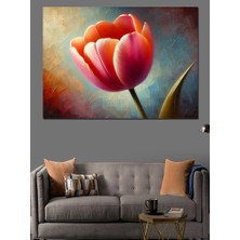 Kırmızı Lale Çizimi Dekoratif Kanvas - Mdf Ahşap Tablo