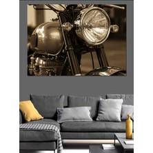 Retro Motosiklet Farı Dekoratif Kanvas - Mdf Ahşap Tablo