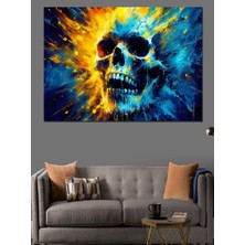 Parlayan Kafatası Illüstrasyonu Dekoratif Kanvas - Mdf Ahşap Tablo