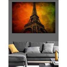 Renkli Eyfel Kulesi Dekoratif Kanvas - Mdf Ahşap Tablo