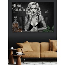 Heart Breaker Kadın Çizimi Dekoratif Kanvas - Mdf Ahşap Tablo
