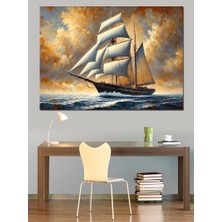 Yelkenli Gemi Manzarası Dekoratif Kanvas - Mdf Ahşap Tablo