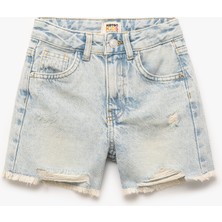 Koton Pamuklu Bol Kalıp Saçaklı Paça Denim Şort