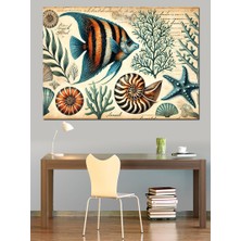 Tropikal Balık Deseni Dekoratif Kanvas - Mdf Ahşap Tablo