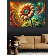 Ayçiçeği ve Spiral Desen Dekoratif Kanvas - Mdf Ahşap Tablo
