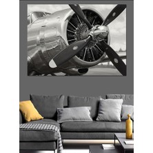 Uçak Pervane Motoru Dekoratif Kanvas - Mdf Ahşap Tablo