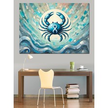 Minimalist Mavi Yengeç Dekoratif Kanvas - Mdf Ahşap Tablo