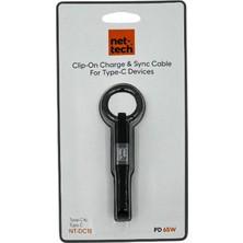 65W Pd Siyah Renk Type-C To Type-C Clip-On Kablo (Samsung/xiaomi Uyumlu) Kısa Şarj & Senk. 20CM