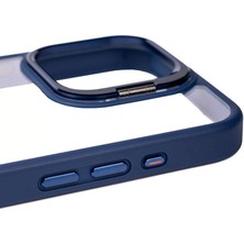 Zore Apple iPhone 15 Pro Kılıf Kamera Lens Korumalı Standlı Zore Klon Lensli Kapak-Siyah