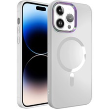 Zore Apple iPhone 14 Pro Kılıf Magsafe Wireless Şarj Özellikli Zore Stil Kapak-Beyaz