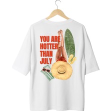 Le'sluette Kalın Pamuklu Güneşlenen Kadın Baskılı Oversize T-Shirt