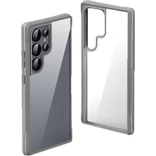 Zore Galaxy S24 Ultra Kılıf Şeffaf Sert Pc Arka Yüzey Tasarımlı Zore Edo Kapak-Gri