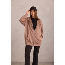 Vizon Oversize Kapüşonlu Hırka
