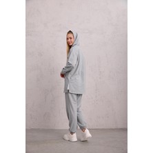 Astronot Kapüşonlu Sweat Gri