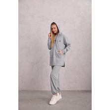 Astronot Kapüşonlu Sweat Gri
