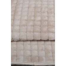 Bonny Home Kare Plus Krem 80 x 150 + 50 x 80  cm  Büyük Ebat Banyo Paspası Kaymaz Taban Yıkanabilir Klozet Takımı