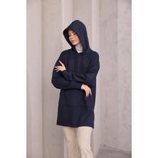 Kapüşonlu Sweat Lacivert