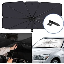 Oto Güneşlik ve Şemsiye Tutucu Seti – Katlanabilir Ön Cam Güneşliği 140X75 cm ve Araç Içi Organizer Askı