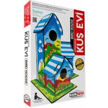 Kumtoys Kuş Evi 3 Yuvalı Ahşap Kuş Evi Maketi Boyanabilir Ahşap Kuş Evi Maket Boyama