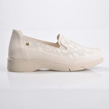 Mammamia D25YA-3630-B Kadın Deri Casual Ayakkabı Krem