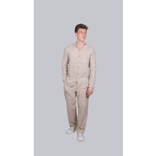 Bomull Müslin Erkek Kapşonlu Uzun Katlanabilir Kol Gömlek