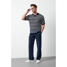 Çizgili Regular Fit Ince Triko Erkek T-Shirt