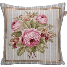 Belıeve Juno Flower Jakarlı Dokuma Goblen Dekoratif  Çiçekli Mavi Kırlent 45*45