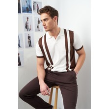 Çizgili Oversize Polo Yaka Triko Erkek T-Shirt